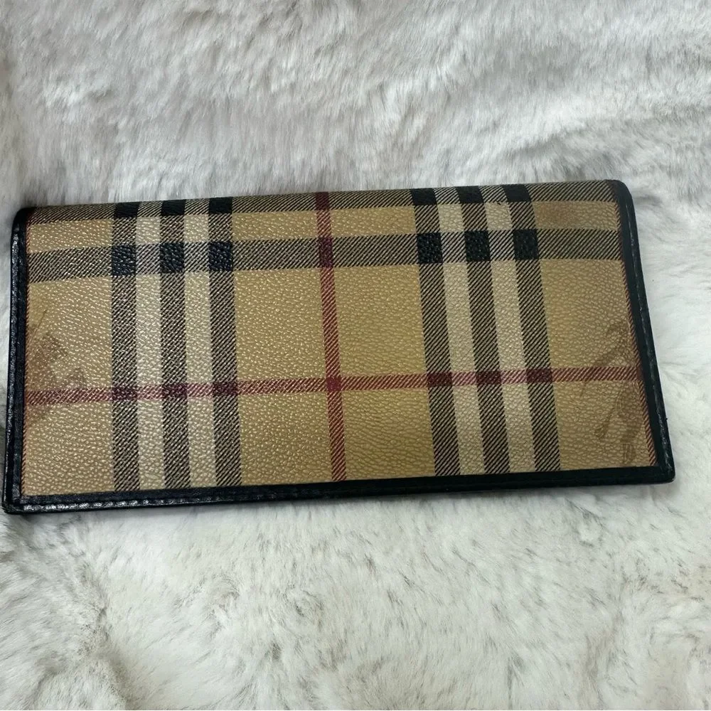 Burberry Haymarket Check Continental Flap Wallet Biege, Black, Red